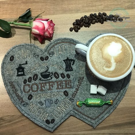 ITH Stickdatei MugRug Kaffee Herz Coffee Espresso Cappucino