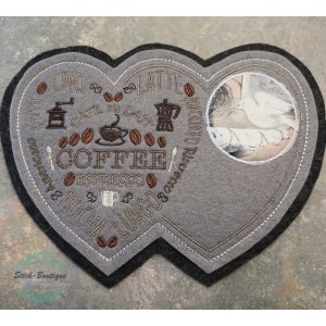 ITH Stickdatei MugRug Kaffee Herz Coffee Espresso Cappucino 13x18