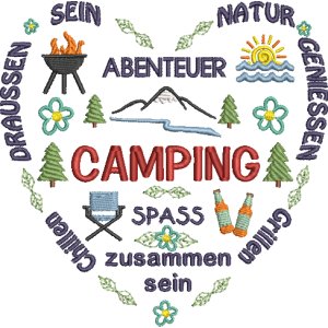 Stickdatei Camping Camper Herz