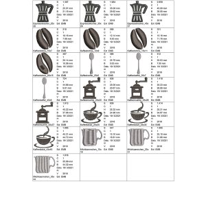 Stickdatei Kaffee Symbole 19 Dateien Set