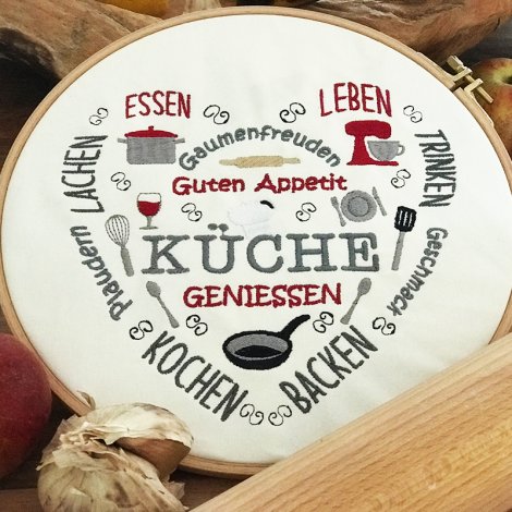 Stickdatei K&uuml;chen Herz Kochen Backen Guten Appetit 10x10