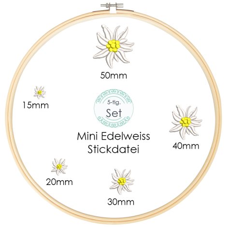 Stickdatei Mini Edelweiss Set 5 Gr&ouml;&szlig;en