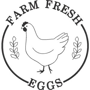 Stickdatei &quot;Farm Fresh Eggs&quot; in 3 Gr&ouml;&szlig;en