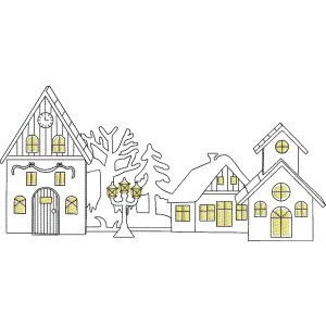 Stickdatei "Winterdorf" Häuser mit Lichterschein 20x30