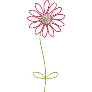 Stickdatei 6er Set Doodle Strichzeichnung Blumen