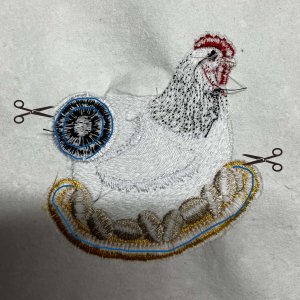 Huhn mit Fransen und 3D Eiern
