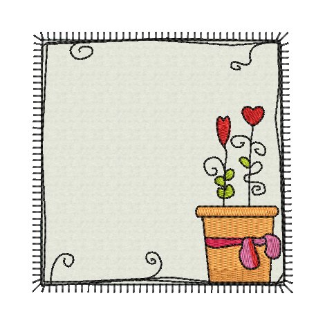 Applikation Rahmen mit Blumentopf Doodle