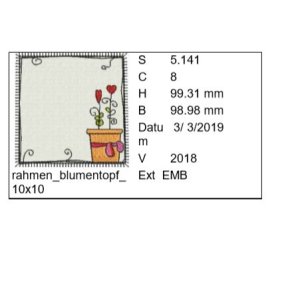 Applikation Rahmen mit Blumentopf Doodle