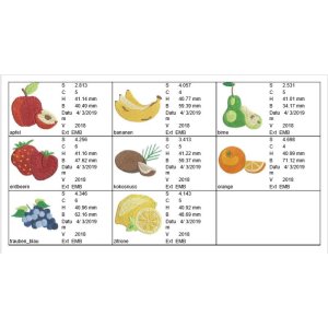 8 Früchte Obst Set Stickdatei 10x10