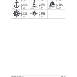 Stickdatei Maritime Symbole Mini 5er Set Leuchtturm,...